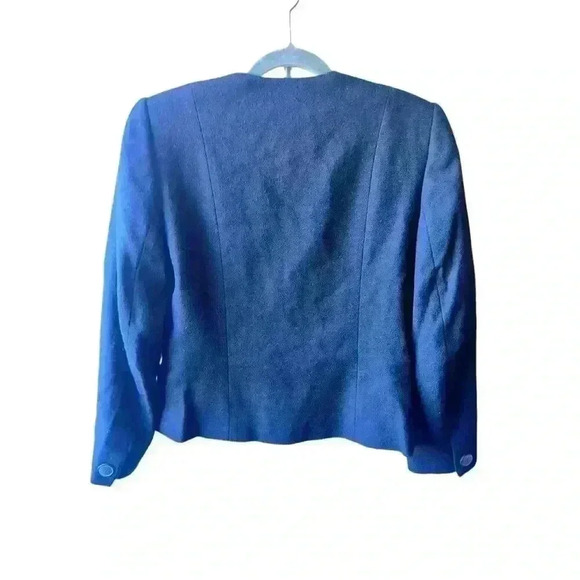 Mort Schrader Sz 4 Vtg black cropped wool jacket blazer & skirt Office Siren - Picture 2 of 9